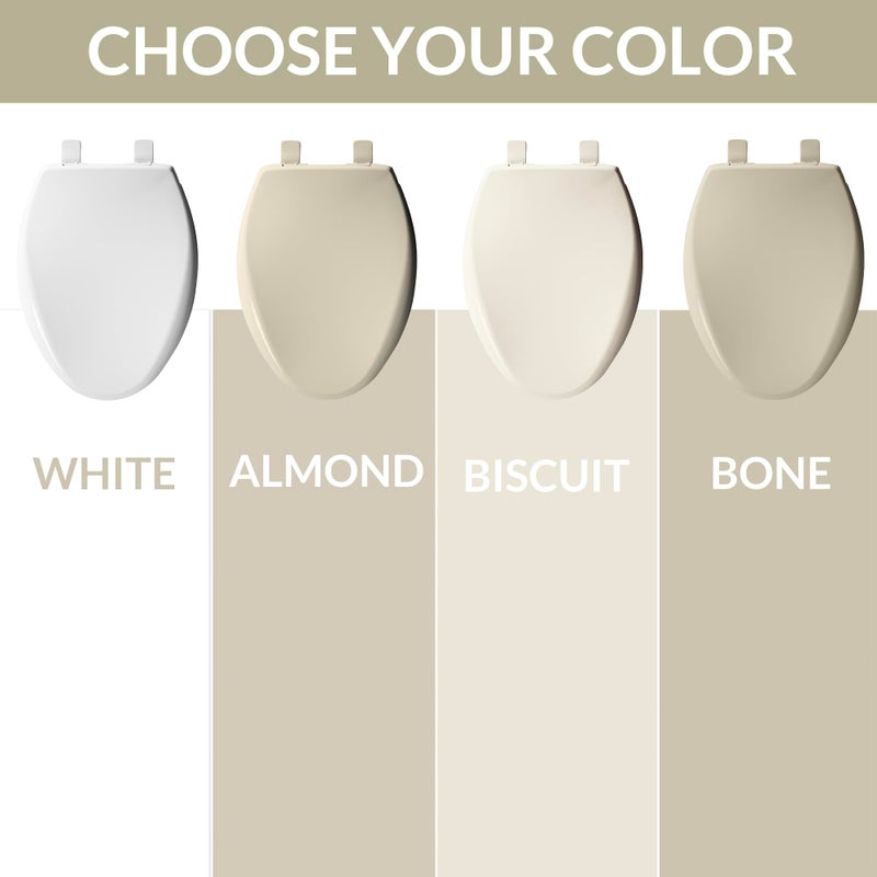 Bemis Aurora Slow Close Toilet Seat, Easy Clean Hinges and Adjustable Perfect Fit Plastic Seat, Made in USA, Elongated, Cotton White - Image 5